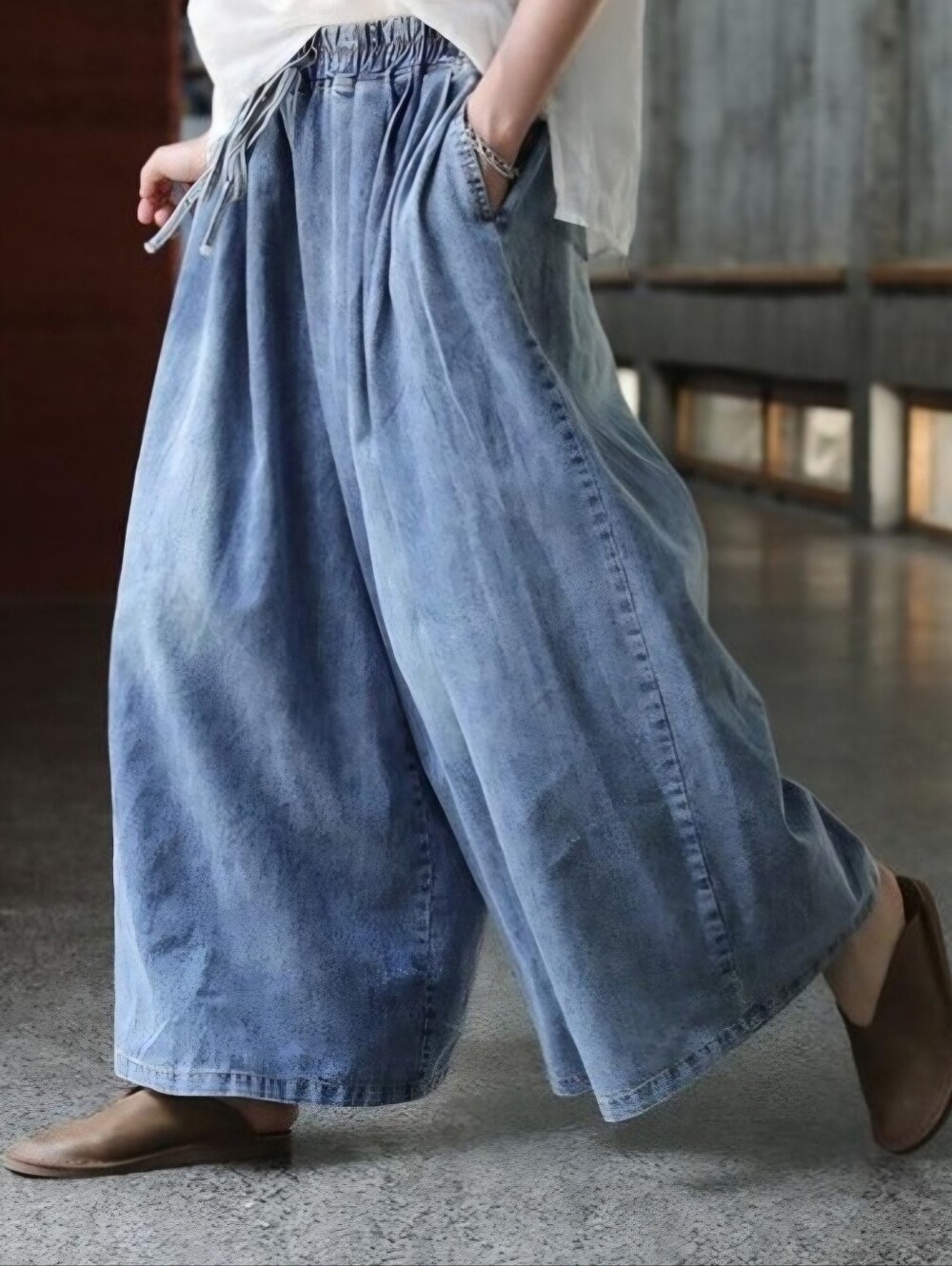 Light Blue Wide-Leg Bottoms